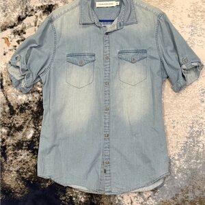 Calvin Klein Jeans Light Denim Button-Up Shirt in Pale Blue